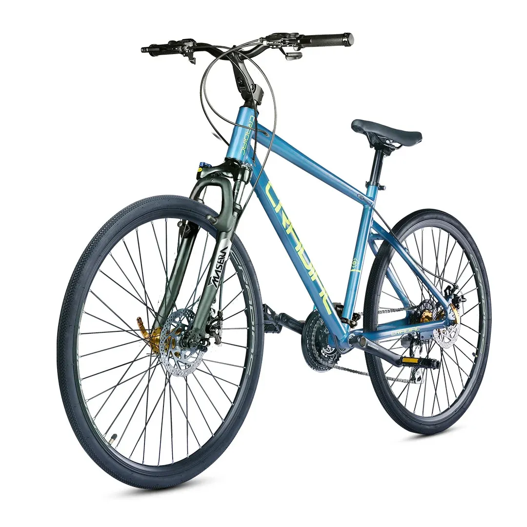 Cradiac Gunner PRO MAX 21 Speed Aluminium Alloy Hybrid Cycle 21 Geared Bicycle for Men with Zoom Lockout Suspension & Dual Disc Brake Hybrid Bike