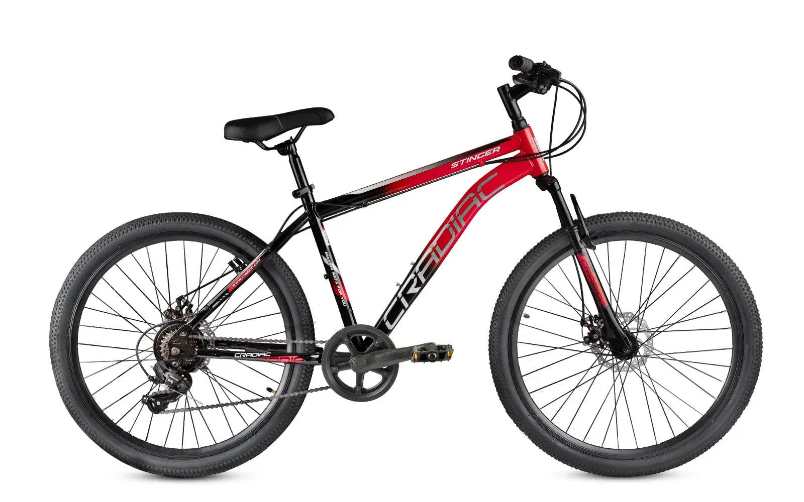 Cradiac Stinger X7-7 Speed Cycle for Men with Dual Disc Brakes & Front Suspension Fork, 29 T 7 Speed Bicycle for Adults with Hitensile Steel Frame