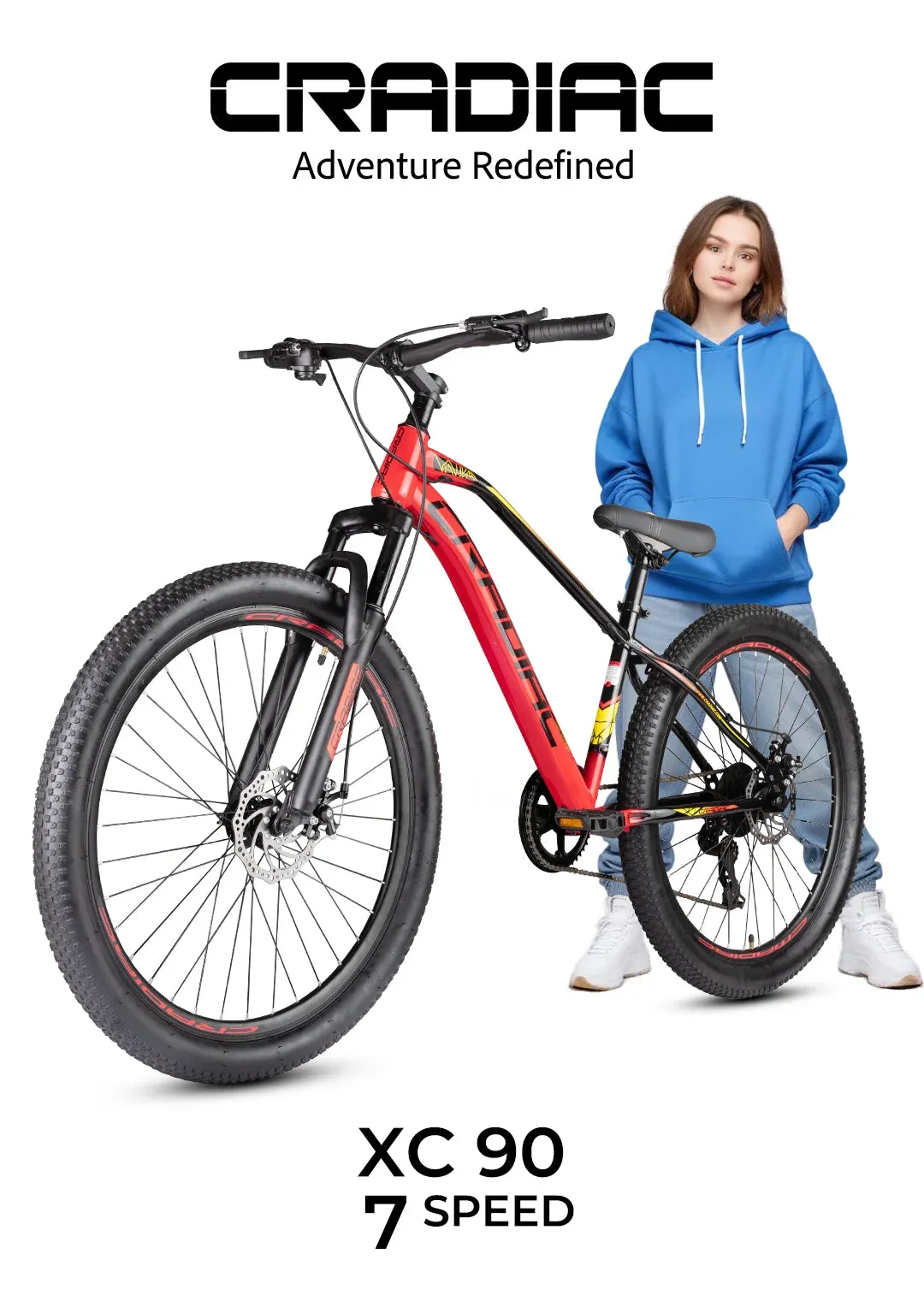 Cradiac XC 90 7 Speed High Performance Steel Mountain Cycles for Men with Front Suspension & Dual Disc Brake